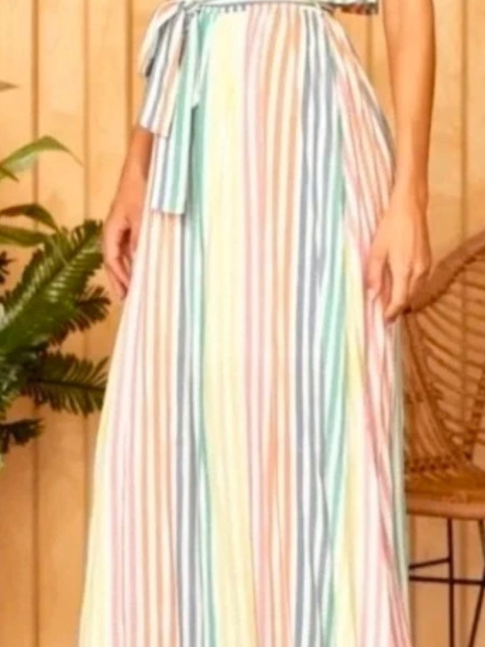 Emily Wonder Pastel Rainbow Striped Sleeve Dress